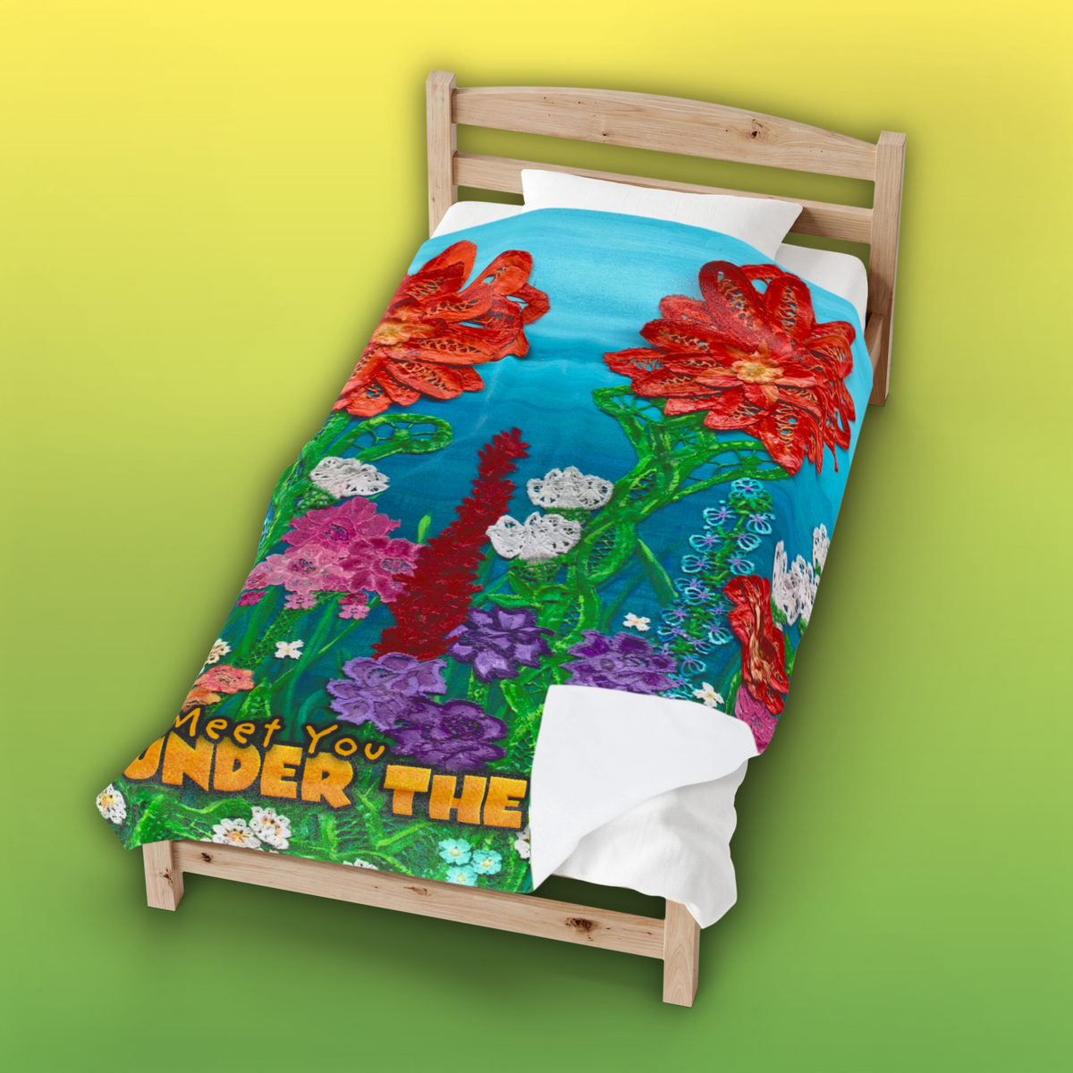 "Field of Flowers" Velveteen Plush Blanket — from "Meet You Under the Tree"