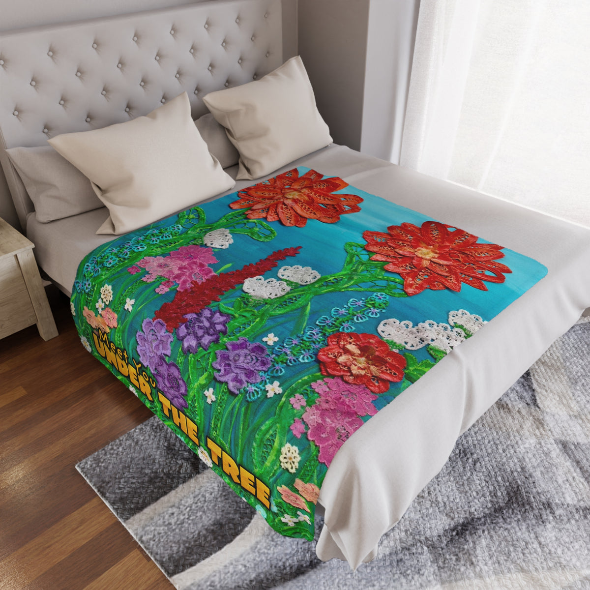 Minky Blanket - "Field of Flowers" Throw from "Meet You Under The Tree"