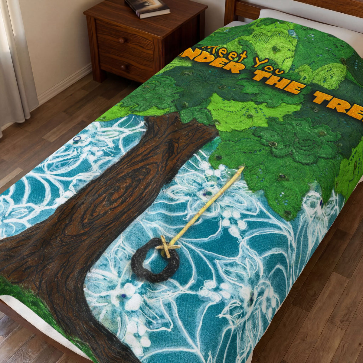 "Tire Swingin'" Velveteen Plush Blanket — iconic swing from "Meet You Under the Tree"