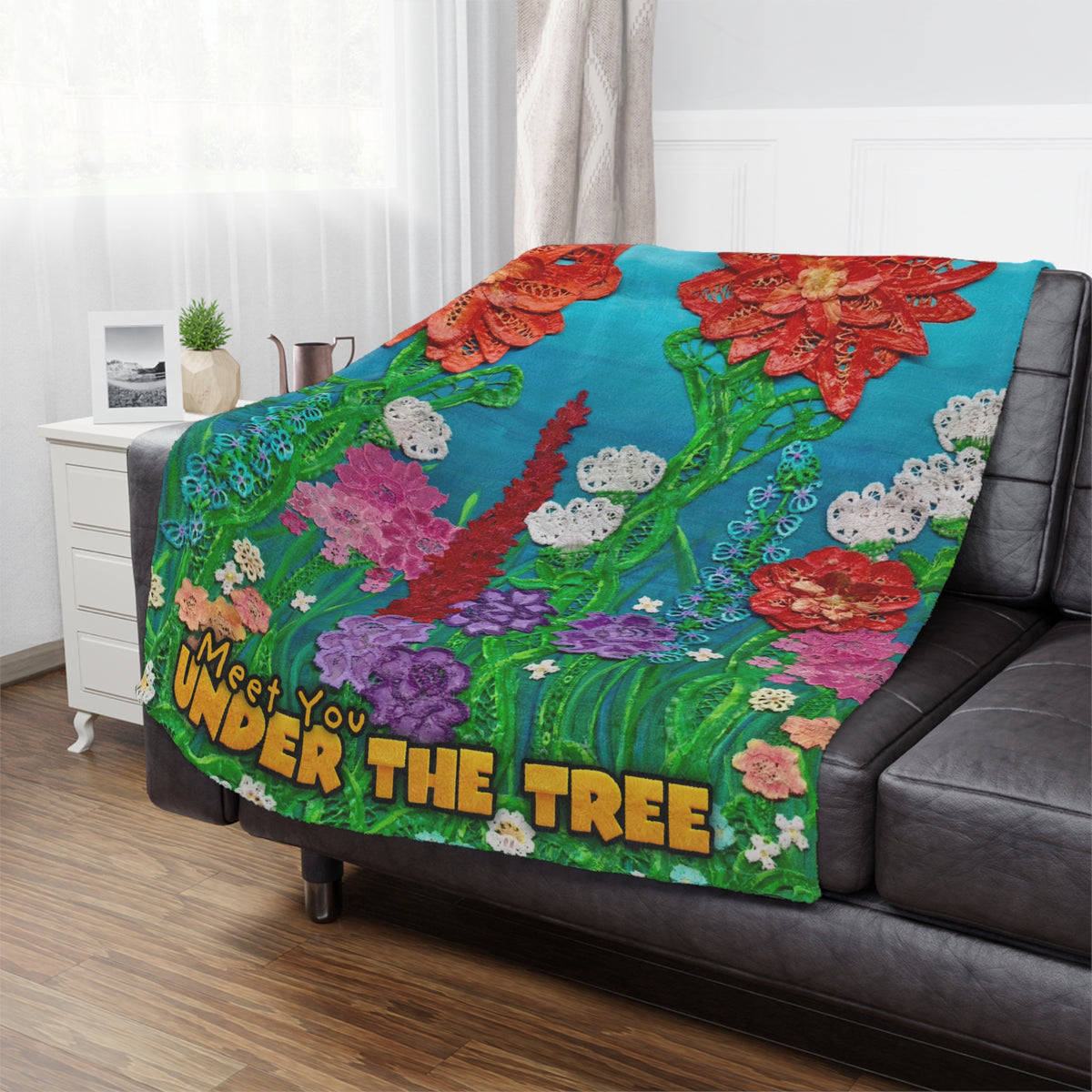 Minky Blanket - "Field of Flowers" Throw from "Meet You Under The Tree"