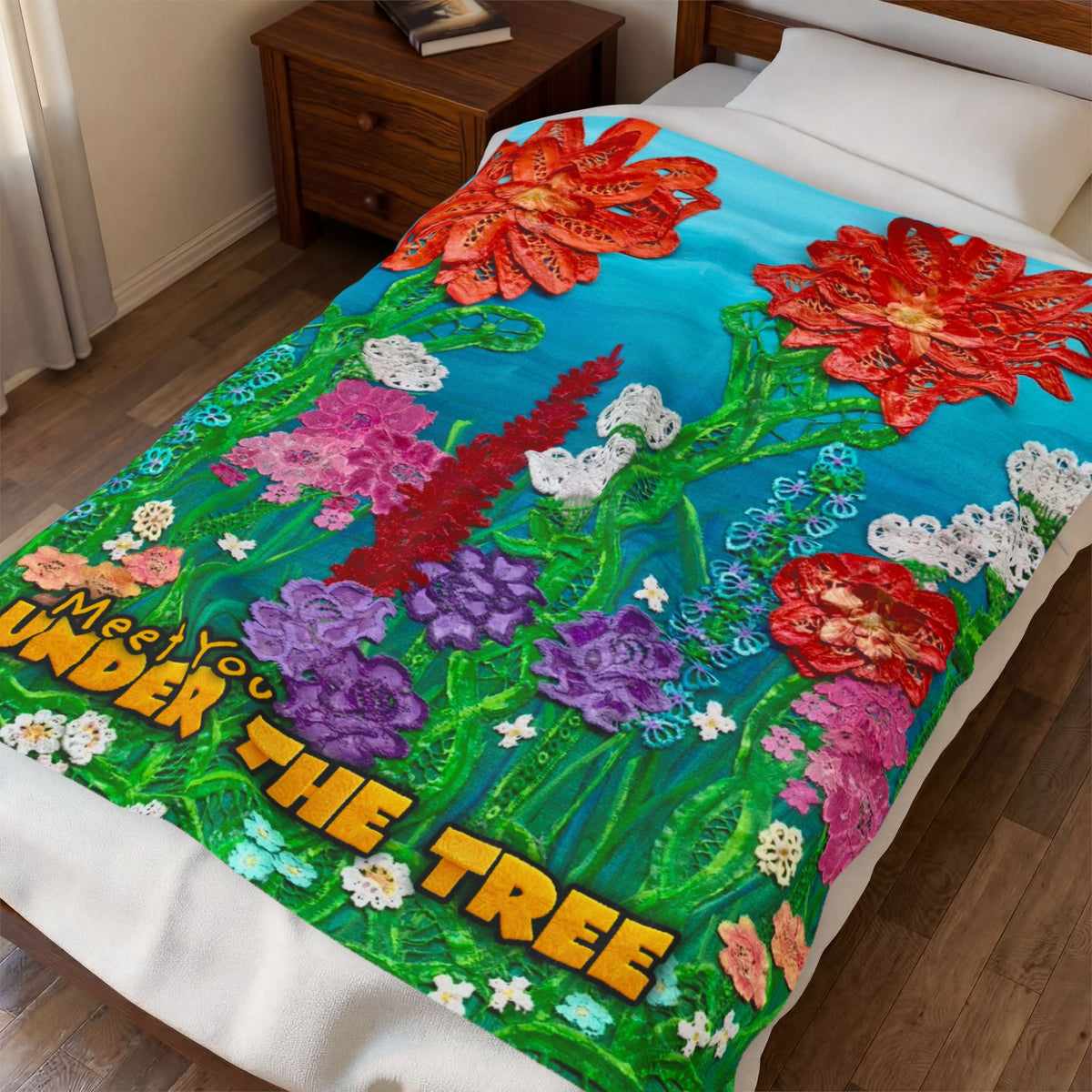 "Field of Flowers" Velveteen Plush Blanket — from "Meet You Under the Tree"
