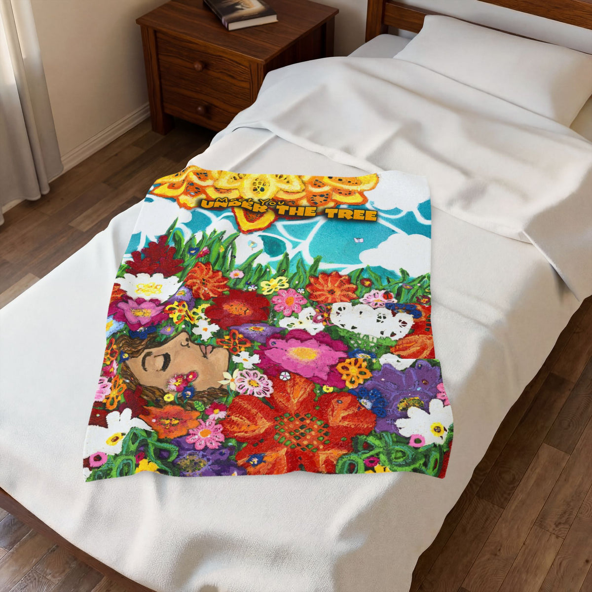 "Sea of Flowers" Velveteen Plush Blanket — from "Meet You Under the Tree"